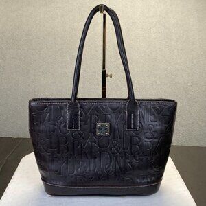 Dooney & Bourke Retro Lexington in Black Leather Tote with an Embossed Pattern